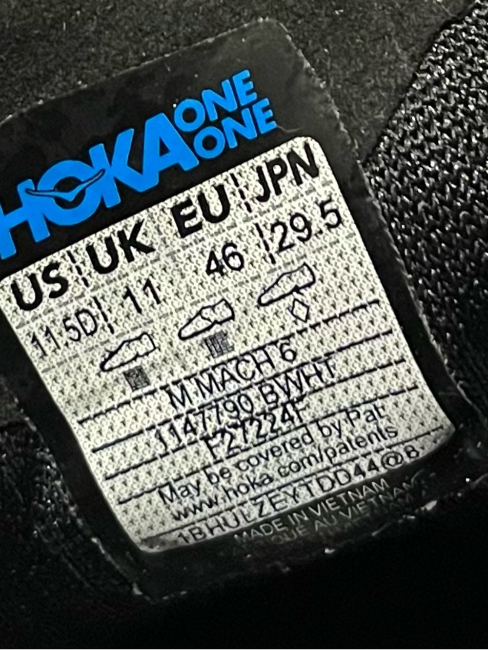 New Hoka One One Mach 6 Running Shoes Black White Mens Size Training Gym - Picture 14 of 16